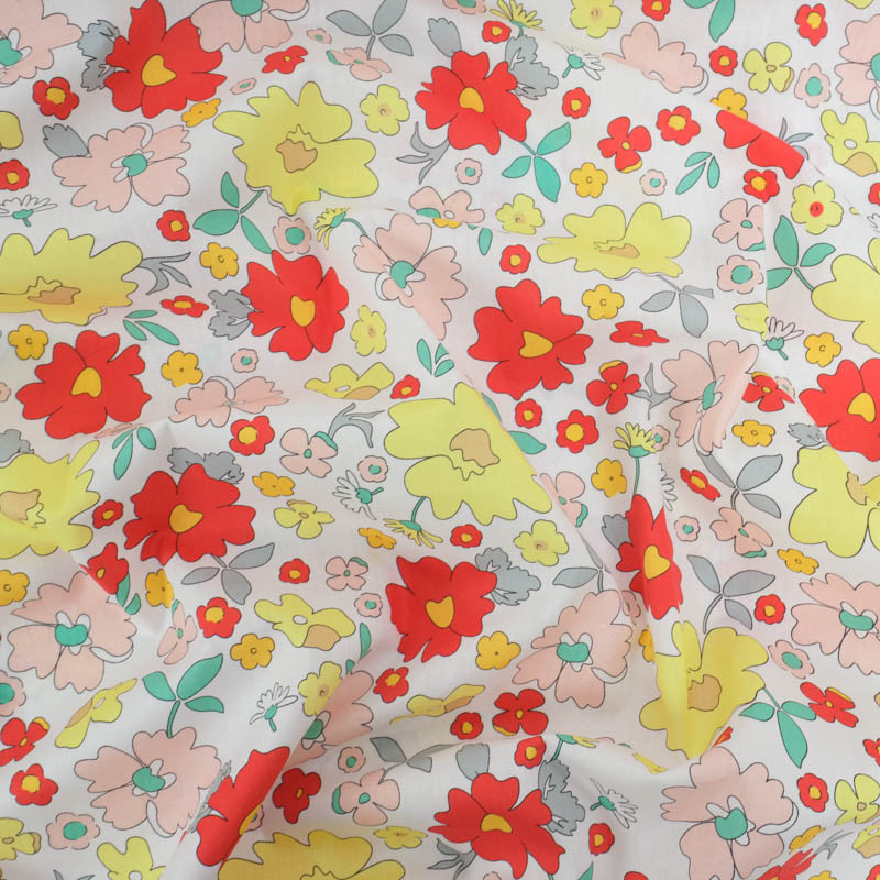 Popeline Imprimée Lily Cerise - Maison Klem